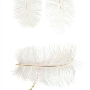 White Feather Choker Necklace Set
